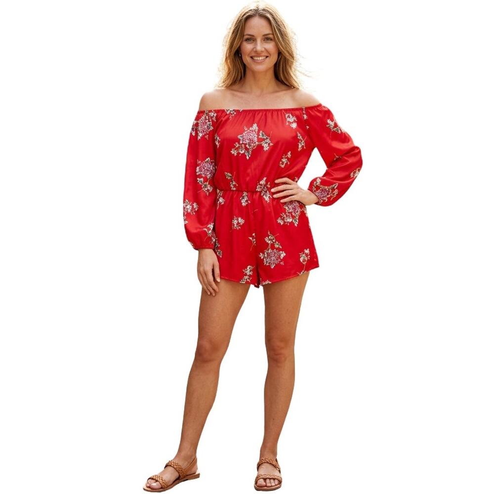 Red Floral Romper, 2XL